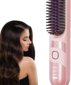 Lisseur De Rechargeable Anti-Frisottis Coiffage Rapide Soin Capillaire | Brosse Boucleuse Pour Domestique Lisseur-Boucleur 2-en-1 Portable Multifonctionnel pour Mariage Coiffage
