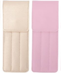 Lot de 4 housses de rangement pour pinces à épiler en polyuréthane pour outils d'extension de cils, sacs à outils cosmétiques multi-fentes en or et rose, étuis professionnels pour accessoires de