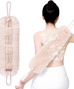 Shower Pouf Back Scrubber Combo, Shower Cleaning Accessory, Washcloth Towel with Suction Cup, Bath Puff Ball for Cleansing, Skin Renewal, Body Wash, Smooth, Healthy, Radiant Skin
