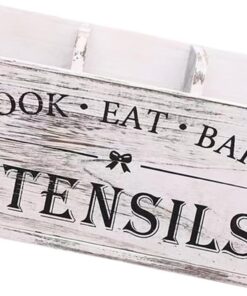 Support à ustensiles en bois à 3 compartiments pour accessoires de cuisine - Boîte de rangement pour comptoir de cuisine - Organisateur de comptoir en bois