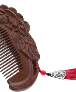 VICASKY Peigne à Cheveux en Bois de Santal Dents Larges Sculpté à la Main Peigne de Poche Antistatique pour Hommes et Femmes Portable Format Compact pour Coiffage et Soins Capillaires