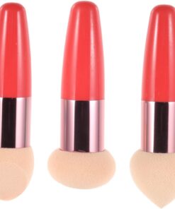 Healeved Lot de 3 Mini Éponges de Maquillage Triangulaires pour Le Visage pour Femmes Éponges de Mélange de Maquillage Poignée Outils de Portables pour Application Sèche Et