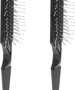 STOBAZA Brosses à Cheveux Outil Professionnel Dents Espacées Standard Lot de 2 en Abs Noires pour Coloration et Démêlage pour Coiffure et Soins Capillaires