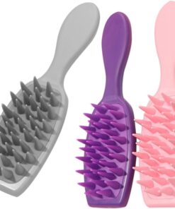 Housoutil 3pièces Peigne à Shampoing Silicone Exfoliant pour Chevelu Masseur de Cheveux et Soin Capillaire Lot de Petits Brushes de Lavage
