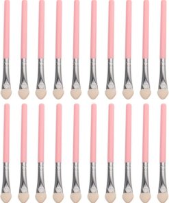 Cabilock 20 Pièces Set de Pinceaux Maquillage Yeux Doux Peau en Éponge Latex Rose Réutilisables, pour Voyage et Routine Quotidienne