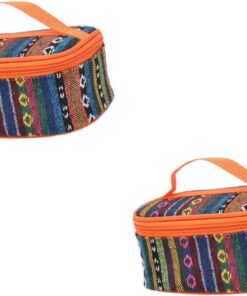 Housoutil 2pièces Ethnic Style Makeup Pouch De Rangement Étanche pour Cosmétiques Et Épices Accessoire Pratique De Voyage Et Cuisine