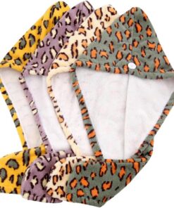 Ciieeo Lot de 4 Turbans de Bain en Microfibre Ultrafine Léopard, Bonnets de Séchage Épais et Absorbants pour Cheveux, Chapeaux Secs Colorés pour Soins Capillaires et Spa