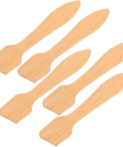 Ciieeo Spatule Applicatrice de Masque en Bambou 5 Pièces, Outil Polyvalent en Bois pour Soin du Visage, Portable pour Usage à Domicile Voyage