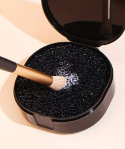 Éponge de nettoyage pour pinceaux de maquillage - Nettoyage rapide à sec - Outil pour changer de couleur de fard à paupières - Réutilisable - Sans eau - Pour voyage - Noir