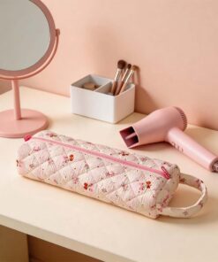 Trousse de voyage pour outils de coiffure, trousse de maquillage et trousse de toilette (cerise) | Sèche-cheveux, pochette enroulable résistante à l'eau avec poignée renforcée pour accessoires de voyage