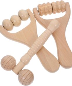 Healeved Rouleau En Bois Pour Le Visage - 3 Pièces Pour Le Visage - Outil De Massage Pour Les Soins De La Peau - Outil De Beauté Pour Le Visage - Rouleau Pour Le Cou Et Le Visage