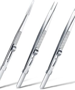 Lot de 3 pinces à épiler en acier inoxydable avec pointe dentelée droite et fente pour pierre de diamant