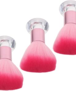 Pinceau à Poudre pour Blush 3 Pièces Tête Ronde de Champignon, Poils Doux en Nylon, Manche en Plastique et Métal, Polyvalent pour Maquillage Précis à Domicile
