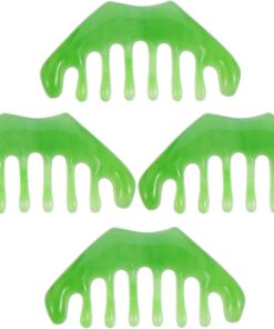 ULTECHNOVO 4 pièces Peigne Massage Cheveux Résine Naturelle Peigne à Dents Larges Démêlant Gua Sha pour Chevelu Soin Capillaire Doux et Portable