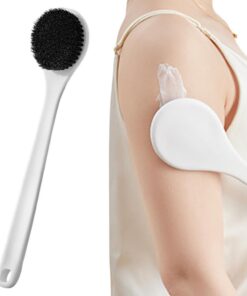 Body Makeup Brush, Extra Long Handle Applicator, 13.98x2.95 inches Soft Bristle Shower Scrubber, Portable Tool for Even Coverage and Gentle Exfoliation for Family