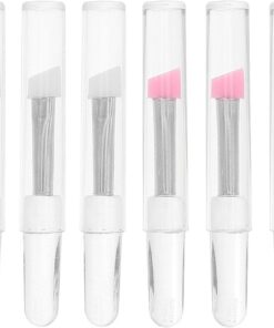 Ciieeo Lot de 6 Pinceaux en Silicone pour Maquillage des Yeux et Lèvres avec Capuchons, Doux et Faciles à Utiliser, pour Application de Fards à Paupières et Soins du Visage