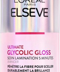 L'Oréal Paris - Soin Lamination Gloss - 2x Plus de Brillance - Cheveux Ternes & Poreux - Enrichi en Acide Glycolique - Elseve Glycolic Gloss Ultimate - 200 ml | Cheveux poreux ternes, 2x brillance 10 shampooings, +88% douceur, Flacon 100% plastique recyclé