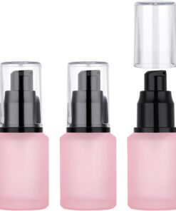Segbeauty Lot de 3 flacons à pompe vides en verre de 28,3 g, réutilisables, format voyage, rose, 3 pièces de 28,3 g