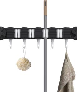Support à balai rack utilitaire rangement maison pelle brosse gants | Rack À Outils De Garage Ventouse Fixation Murale Porte-Outils pour chiffon serviette intérieur extérieur domestique