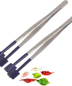 Lot de 2 pinces à épiler en caoutchouc de 20,3 cm avec revêtement en silicone PVC souple non marquant à pointe plate pour laboratoire, loisirs créatifs, outils de loisirs créatifs, bleu