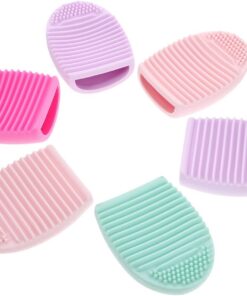 Healvian 6pièces Pour Pinceaux De Maquillage Tapis De Nettoyage Silicone Lot De Formes Demi-œuf Outil De Nettoyage Pratique