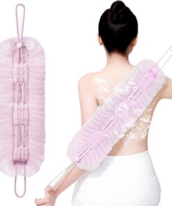 Shower Pouf and Back Scrubber Combo, Body Washcloth with Suction Cup, Soft Mesh Bath Sponge and Towel Set for Deep Cleansing, Skin Renewal, Home Spa Shower Routine