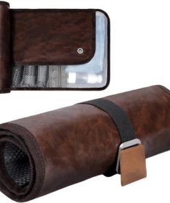 Trousse De Toilette en Cuir Résistant À L', Pochette Enroulable pour Outils De Rasage, Pinceaux De Maquillage Voyages d'affaires