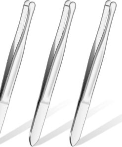 Lot de 3 pinces à épiler à bout rond en acier inoxydable pour épilation des sourcils, maquillage