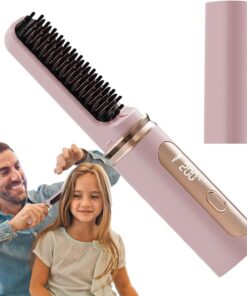 Brosse Lisseuse Technologie Anti-Casse Sans Fil | Boucleur à Température Réglable, Rechargeable par USB Soin Capillaire pour Mise en Plis Sans Effet Plat