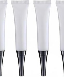 Lot de 6 tubes vides en plastique blanc 15 ml avec bouchon argenté pour maquillage et baume pour les lèvres.