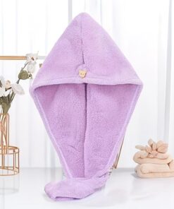 Serviette pour cheveux à séchage rapide pour femme - Bonnet de douche de style turban absorbant - Pastel doux - Accessoire de salle de bain moderne pour soins capillaires après la douche - Violet