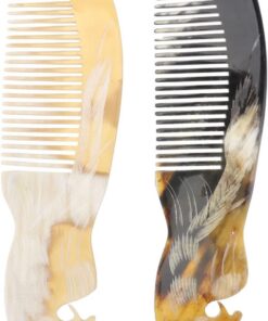 Healeved 4pièces Peigne Corne De Buffle Modèle Phoenix Pour Massage Acupunctural Et Soins Capillaires Couleur Aléatoire