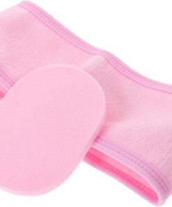 Bandeau de Bain en Tissu Léger avec Éponge Visage pour Femmes, Facile à Porter et Retirer, pour Routine Soins Peau et Soins Capillaires