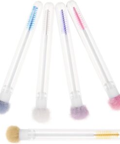 Angoily Lot de 5 Pinceaux à Cils Tube en Plastique Design, Applicateurs Polyvalents en Peluche pour Maquillage des Sourcils et Extensions de Cils, Usage Professionnel