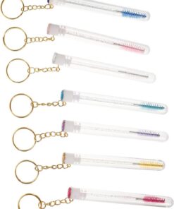 Healvian 8 Pièces Brosse à Cils Cristal Réutilisable Applicateur de Maquillage Portable avec Porte Clés Pinceaux Cosmétiques pour Mascara Outil de Nettoyage des Cils Accessoires pour