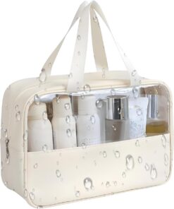 Trousse de maquillage transparente – Grand organisateur de cosmétiques | transparent pour un facile, un rangement avec fonction étanche, pochette de maquillage pour femmes, filles