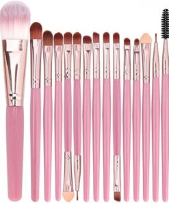 Lot de 15 pinceaux de maquillage - Pinceaux multifonctions pour les yeux et les ombres à paupières - Outils de beauté de qualité pour femme (manche en poudre, tube de café)