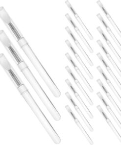 ULTECHNOVO 30 Pinceaux Applicateurs de Lèvres en Silicone Blanc avec Capuchon Anti-poussière, Ensemble Polyvalent pour Maquillage des Lèvres, Correcteur et Fards à Paupières, Outils de