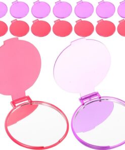 Miroir de Maquillage Portable Rond Pliable 24 Pièces, Accessoire de Poche pour Maquilleuses Professionnelles et Événements Couleur Aléatoire