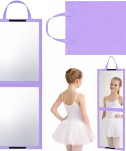 GlikCeil Miroir de Voyage Pliable Pleine Longueur – 84 x 34 cm Miroir Pliable à Suspendre pour Sac de Danse, Spa à Domicile, événements (Violet)