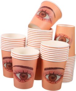 Gobelet en Papier pour S'entraîner à Pose D'extensions de Cils 50 Pièces | Beige, Contour Oculaire Réaliste, Portable et Réutilisable, pour Débutants et Séances D'entraînement