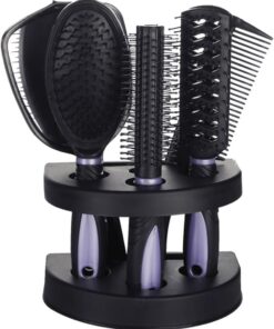 STOBAZA Kit de Coiffure Antistatique Maison Miroir et 5 Peignes en Plastique, Léger et Facile à Transporter, pour Usage Quotidien et Soins Capillaires
