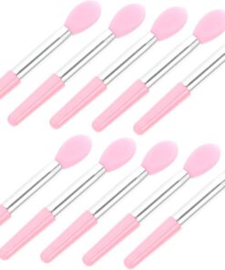 Healvian 10 Pièces Pinceaux à Paupières Silicone Outil de Maquillage Applicateur de Fard à Paupières à Lèvres