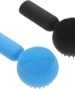 Healvian 2 Pièces Brosse Nettoyante Silicone pour Visage Outil Exfoliant Manuel Brosse de Nettoyage Douce pour Élimination des Points Noirs Massage Facial