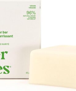 ATTITUDE Après-Shampooing Solide Nourrissant, Cheveux Secs & Abîmés, Origine Naturelle, Végane, Extrait d'Huile d'Avocat & Beurre de Karité, Parfum Poire & Ambre, 85 g