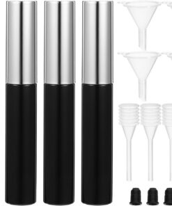 VOSAREA Set de Maquillage Complet Noirs en Plastique 4 Tubes D'eyeliner Vides 10ml avec 4 Entonnoirs et 4 Pipettes Transfert, pour Voyage et DIY