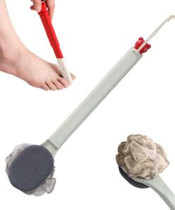 Bath Brush, Long Handle Shower, Soft Body Scrubber, Double-Sided Exfoliator, Skin Cleaning Tool for Legs, Shoulders, Men, Women, Home, Bathroom Use, Double-Face Design, 14.96x3.15 Inches