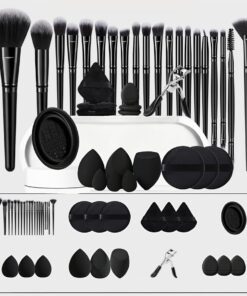 Lot de 37 pinceaux de maquillage et éponges de maquillage pour liquide, crème et poudre - Brosse de polissage, estompage et pinceau pour le visage