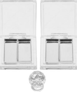 STOBAZA Palette de Maquillage Vide Blanche 2 Pcs 4 Godets en Aluminium et 2 Outils en Cristal Palette Rechargeable pour Fards à Paupières Rouges à Lèvres et Poudres pour Voyage et