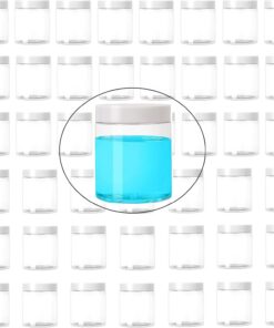Lot de 30 petits pots de rangement ronds en plastique transparent avec couvercles blancs de 200 ml pour lotion, crème, produits de beauté
